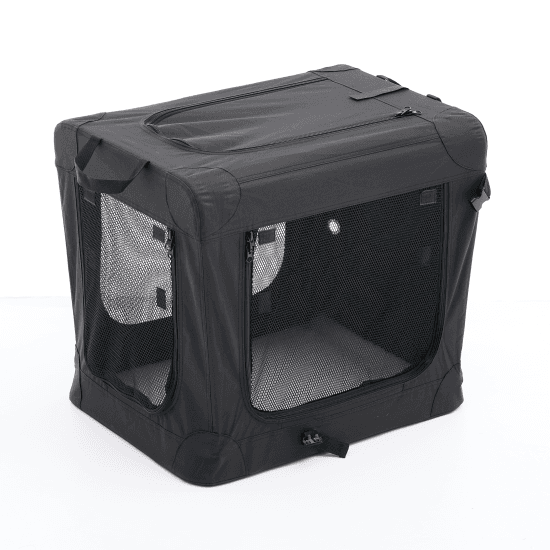 Foldable Dog Cage, Portable Travel Dog Cage With Three-door Mesh Windows--24IN.black