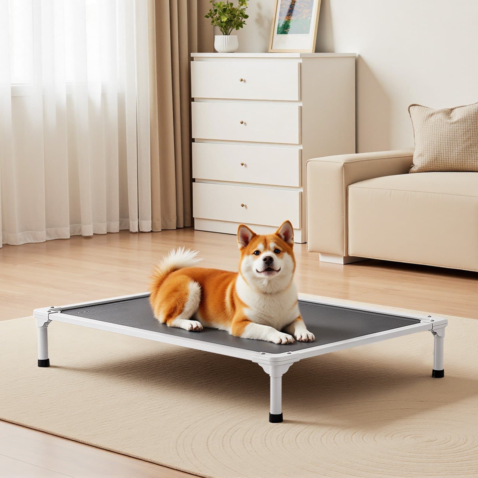 Elevated Dog Bed For Large Dogs Portable Raised Dog Cot With Teslin Mesh L