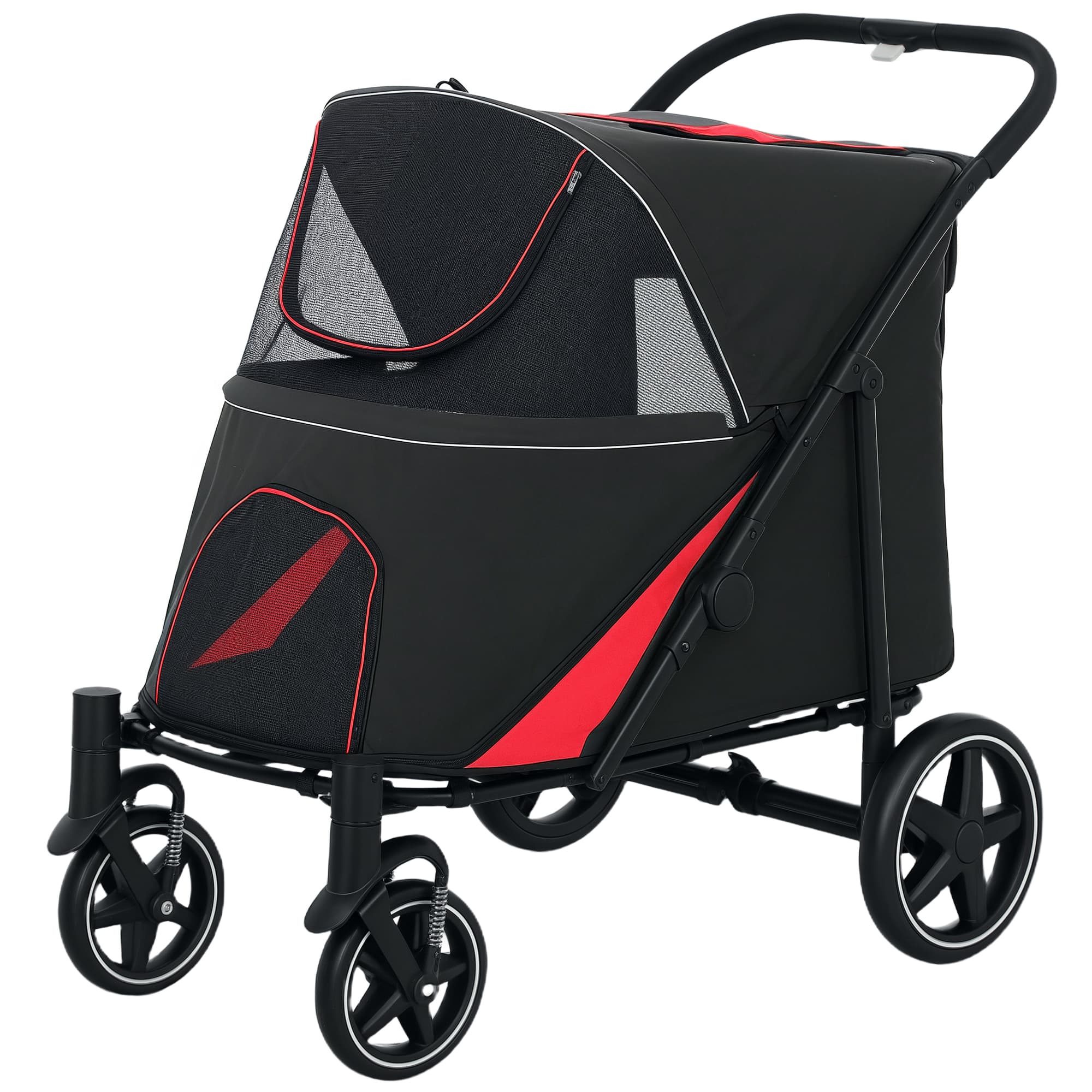 One-Click Foldable Dog Stroller for M, L Dogs, Pet Stroller, Black