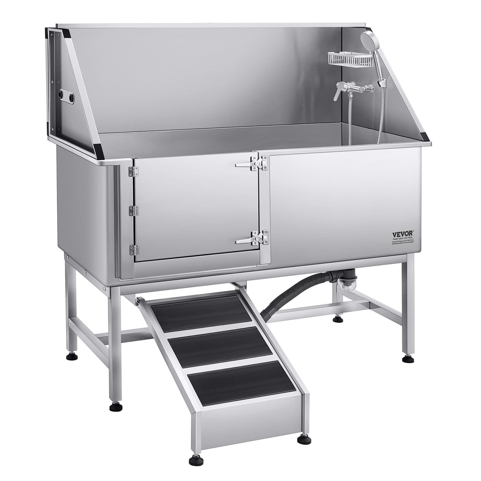 62 Inch Dog Grooming Bath Tub Stainless Steel W Ramp Water Filter Left